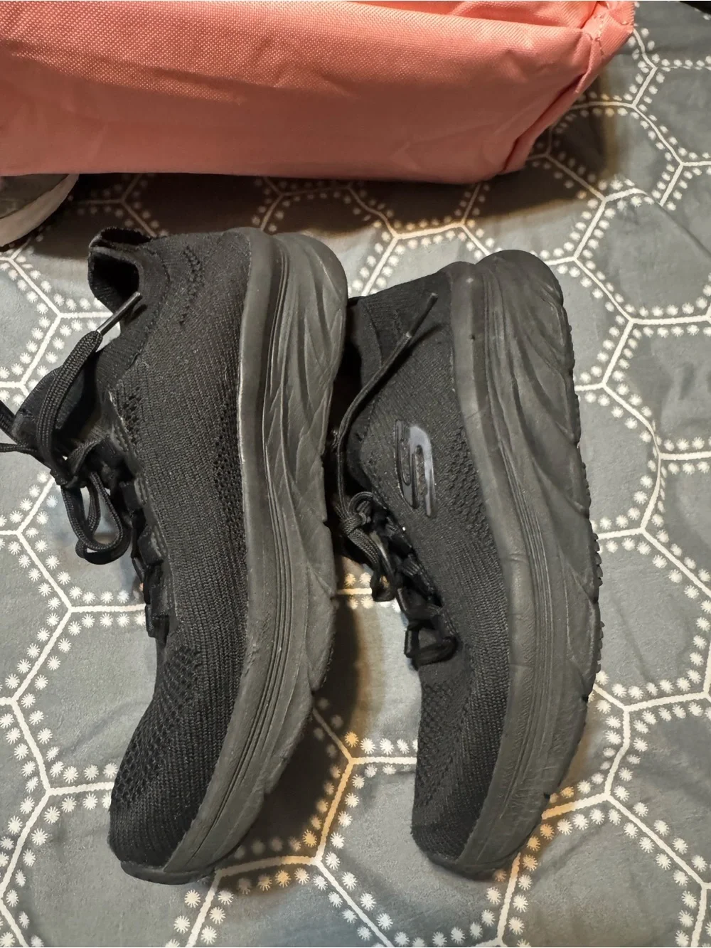 Skechers women’s Black Knit Lace-Up Sneakers